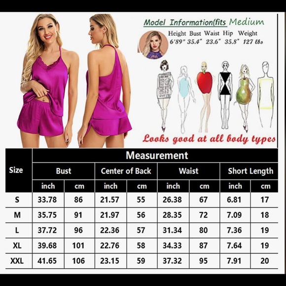 Fuchsia two piece pajama set shorts and tank top - Picture 4 of 5